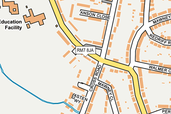 RM7 8JA map - OS OpenMap – Local (Ordnance Survey)