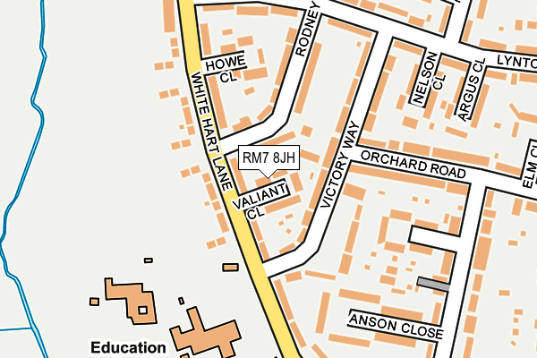 RM7 8JH map - OS OpenMap – Local (Ordnance Survey)
