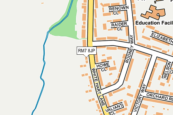 RM7 8JP map - OS OpenMap – Local (Ordnance Survey)