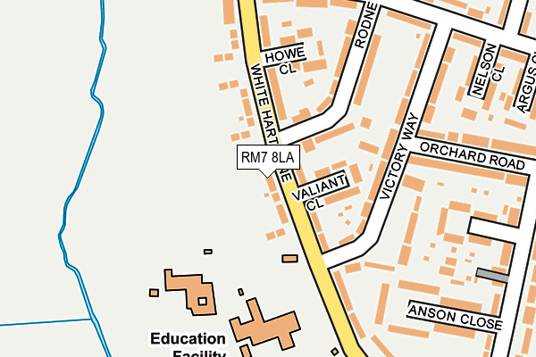 RM7 8LA map - OS OpenMap – Local (Ordnance Survey)