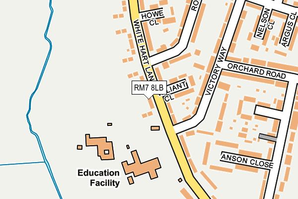 RM7 8LB map - OS OpenMap – Local (Ordnance Survey)
