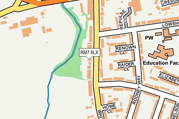RM7 8LX map - OS OpenMap – Local (Ordnance Survey)