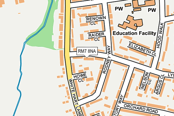 RM7 8NA map - OS OpenMap – Local (Ordnance Survey)