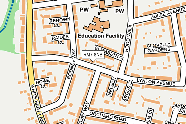 RM7 8NB map - OS OpenMap – Local (Ordnance Survey)