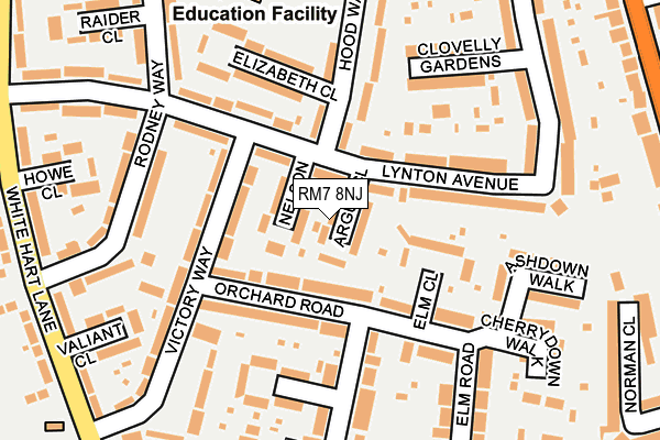 RM7 8NJ map - OS OpenMap – Local (Ordnance Survey)