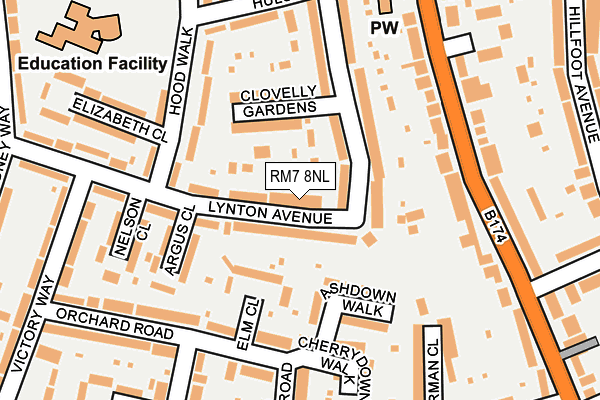 RM7 8NL map - OS OpenMap – Local (Ordnance Survey)