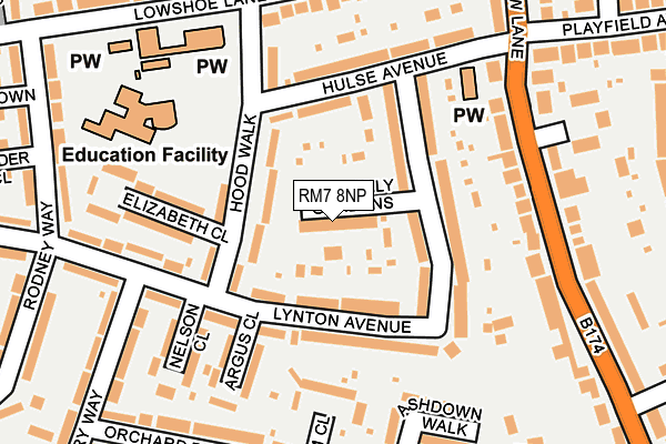 RM7 8NP map - OS OpenMap – Local (Ordnance Survey)