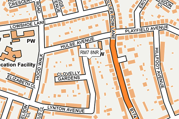 RM7 8NR map - OS OpenMap – Local (Ordnance Survey)