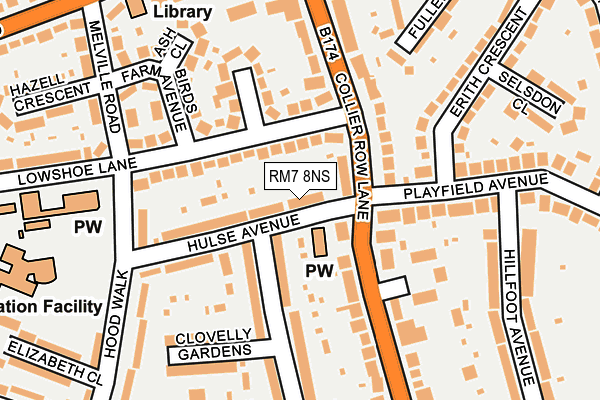 RM7 8NS map - OS OpenMap – Local (Ordnance Survey)