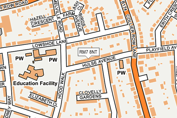 RM7 8NT map - OS OpenMap – Local (Ordnance Survey)