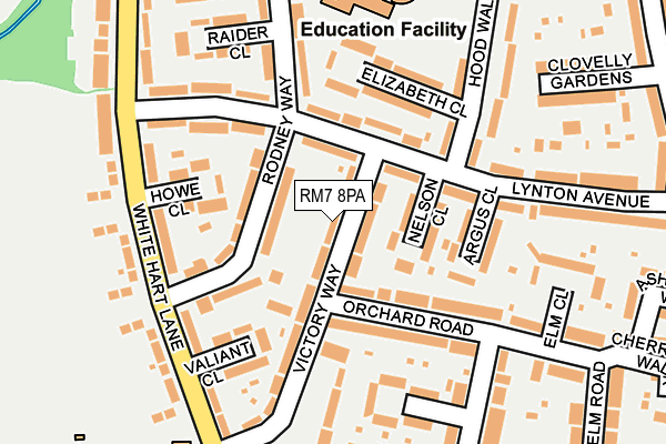 RM7 8PA map - OS OpenMap – Local (Ordnance Survey)