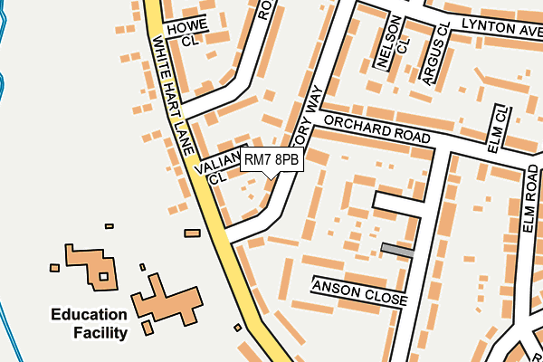 RM7 8PB map - OS OpenMap – Local (Ordnance Survey)