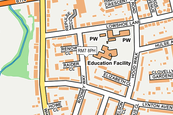 RM7 8PH map - OS OpenMap – Local (Ordnance Survey)