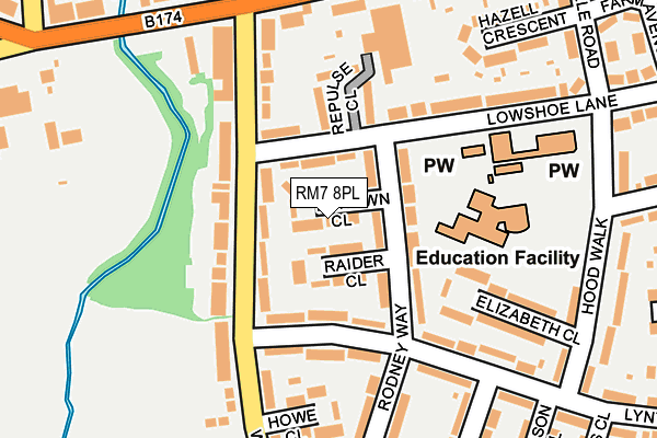 RM7 8PL map - OS OpenMap – Local (Ordnance Survey)