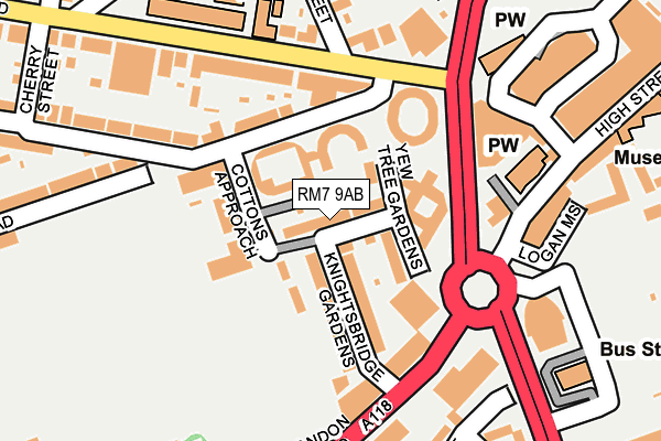 RM7 9AB map - OS OpenMap – Local (Ordnance Survey)
