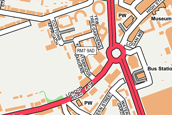 RM7 9AD map - OS OpenMap – Local (Ordnance Survey)