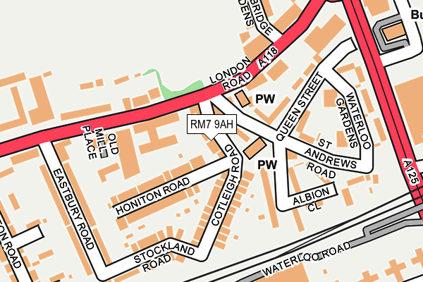 RM7 9AH map - OS OpenMap – Local (Ordnance Survey)