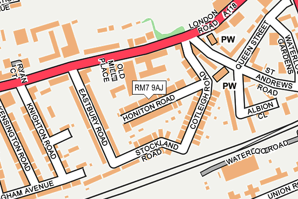 RM7 9AJ map - OS OpenMap – Local (Ordnance Survey)