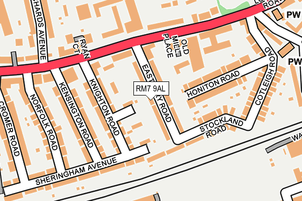 RM7 9AL map - OS OpenMap – Local (Ordnance Survey)