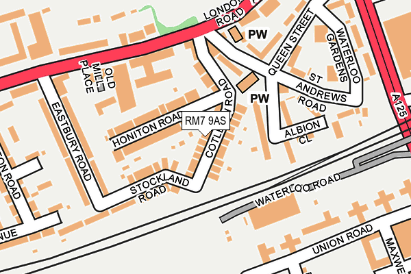 RM7 9AS map - OS OpenMap – Local (Ordnance Survey)