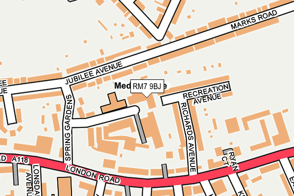 RM7 9BJ map - OS OpenMap – Local (Ordnance Survey)