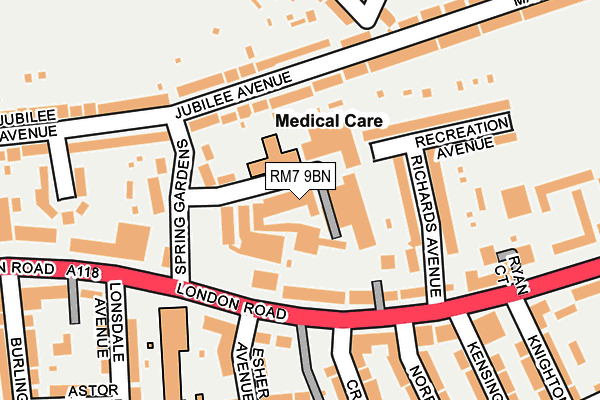 RM7 9BN map - OS OpenMap – Local (Ordnance Survey)