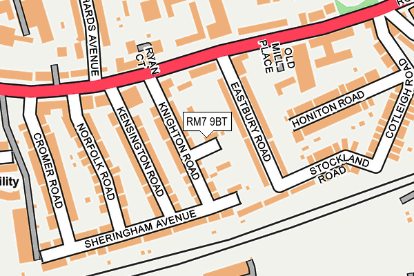 RM7 9BT map - OS OpenMap – Local (Ordnance Survey)
