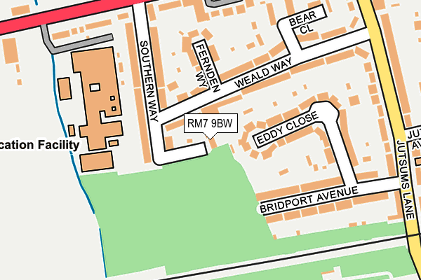 RM7 9BW map - OS OpenMap – Local (Ordnance Survey)
