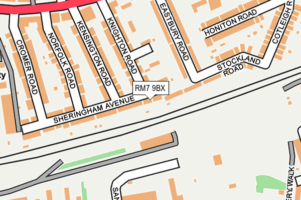 RM7 9BX map - OS OpenMap – Local (Ordnance Survey)