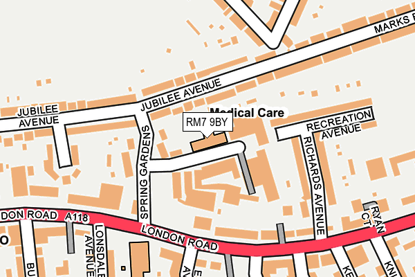 RM7 9BY map - OS OpenMap – Local (Ordnance Survey)