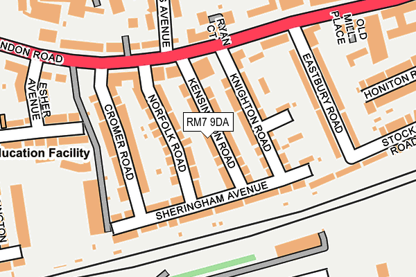 RM7 9DA map - OS OpenMap – Local (Ordnance Survey)