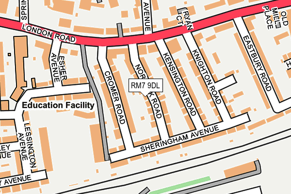 RM7 9DL map - OS OpenMap – Local (Ordnance Survey)