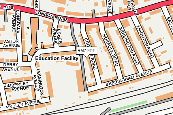 RM7 9DT map - OS OpenMap – Local (Ordnance Survey)