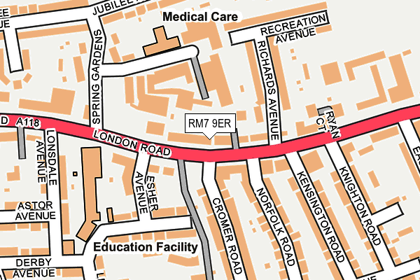 RM7 9ER map - OS OpenMap – Local (Ordnance Survey)