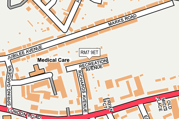 RM7 9ET map - OS OpenMap – Local (Ordnance Survey)