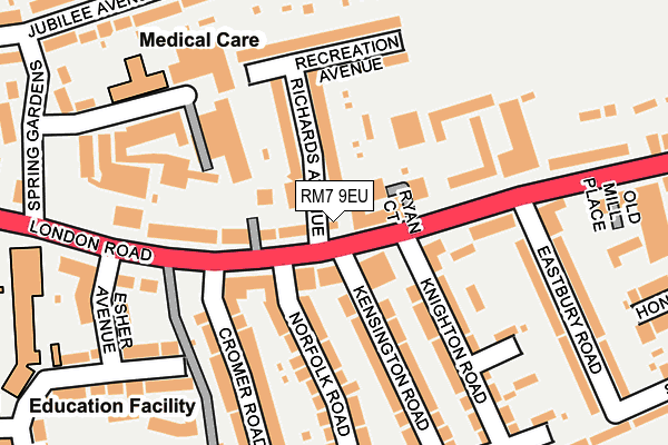 RM7 9EU map - OS OpenMap – Local (Ordnance Survey)