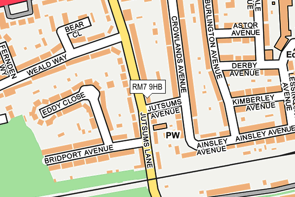 RM7 9HB map - OS OpenMap – Local (Ordnance Survey)