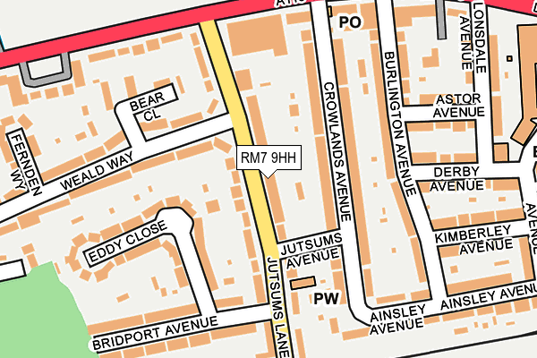 RM7 9HH map - OS OpenMap – Local (Ordnance Survey)