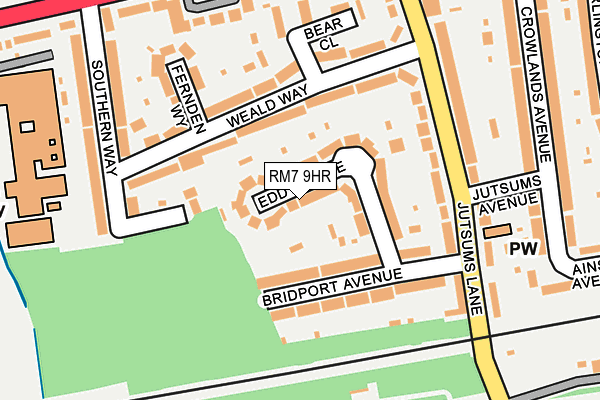 RM7 9HR map - OS OpenMap – Local (Ordnance Survey)