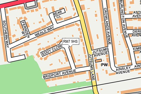 RM7 9HS map - OS OpenMap – Local (Ordnance Survey)