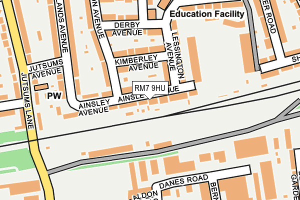 RM7 9HU map - OS OpenMap – Local (Ordnance Survey)