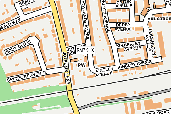 RM7 9HX map - OS OpenMap – Local (Ordnance Survey)