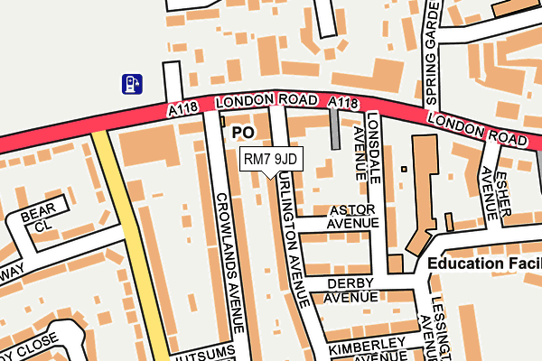 RM7 9JD map - OS OpenMap – Local (Ordnance Survey)