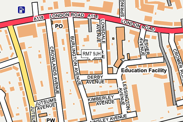 RM7 9JH map - OS OpenMap – Local (Ordnance Survey)