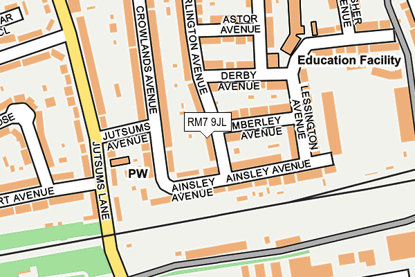 RM7 9JL map - OS OpenMap – Local (Ordnance Survey)