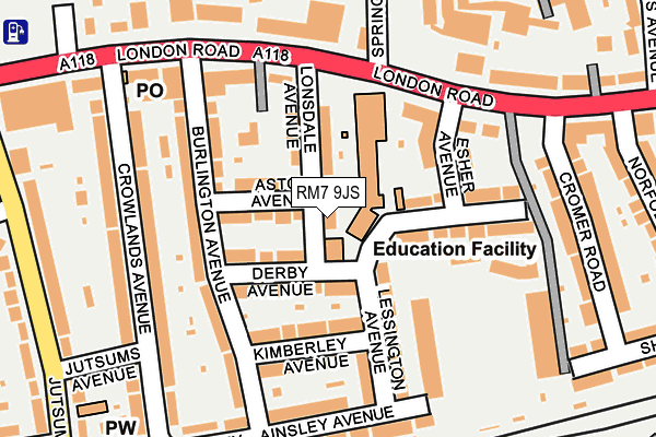 RM7 9JS map - OS OpenMap – Local (Ordnance Survey)