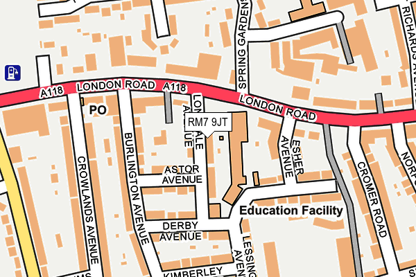 RM7 9JT map - OS OpenMap – Local (Ordnance Survey)