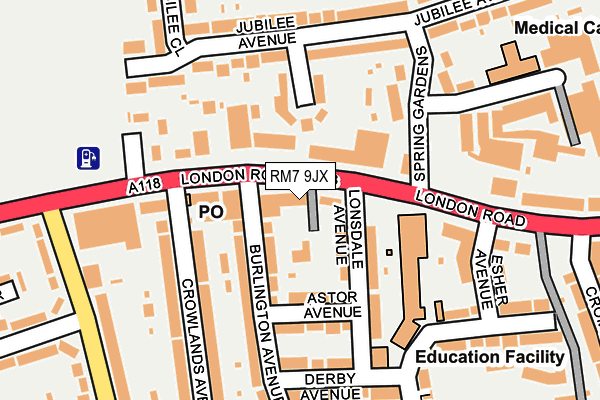 RM7 9JX map - OS OpenMap – Local (Ordnance Survey)