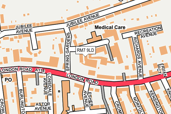 RM7 9LD map - OS OpenMap – Local (Ordnance Survey)