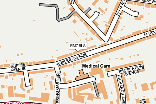 RM7 9LS map - OS OpenMap – Local (Ordnance Survey)
